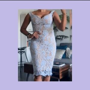 Lucy Wang Periwinkle Lace Floral Dress